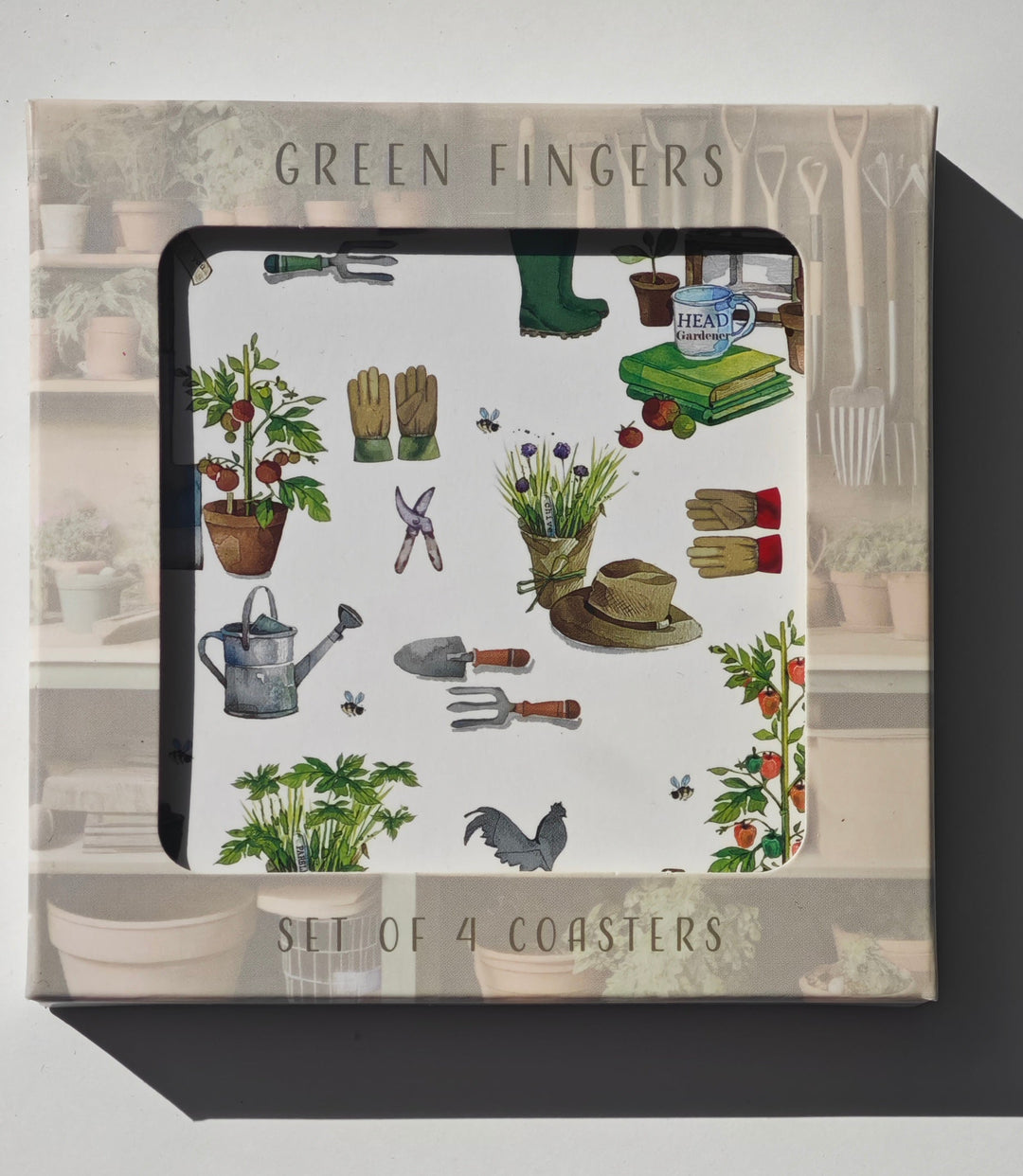 Untersetzer mit Garten Motiven, "Green Fingers", 4er Set