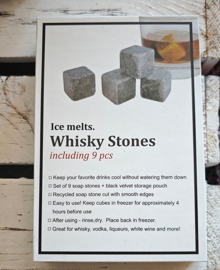 Whisky Kühlsteine, Set mit 9 Steinen und Aufbewahrungsbeutel