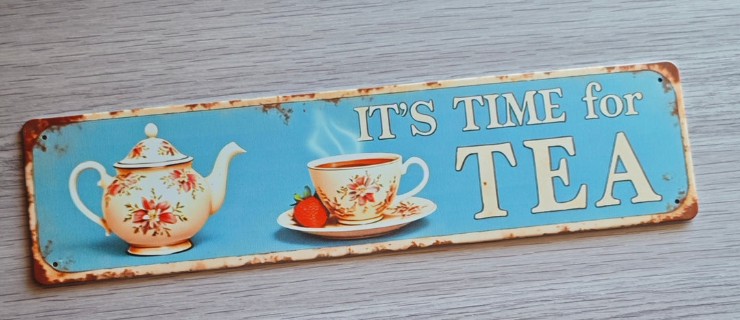 Blechschild, 40 cm x 10 cm It's Time for Tea