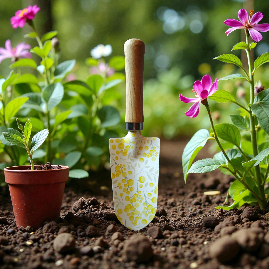 Gartenschaufel mit Holzgriff
Zitronenmuster,
Metall, Landhaus-Stil