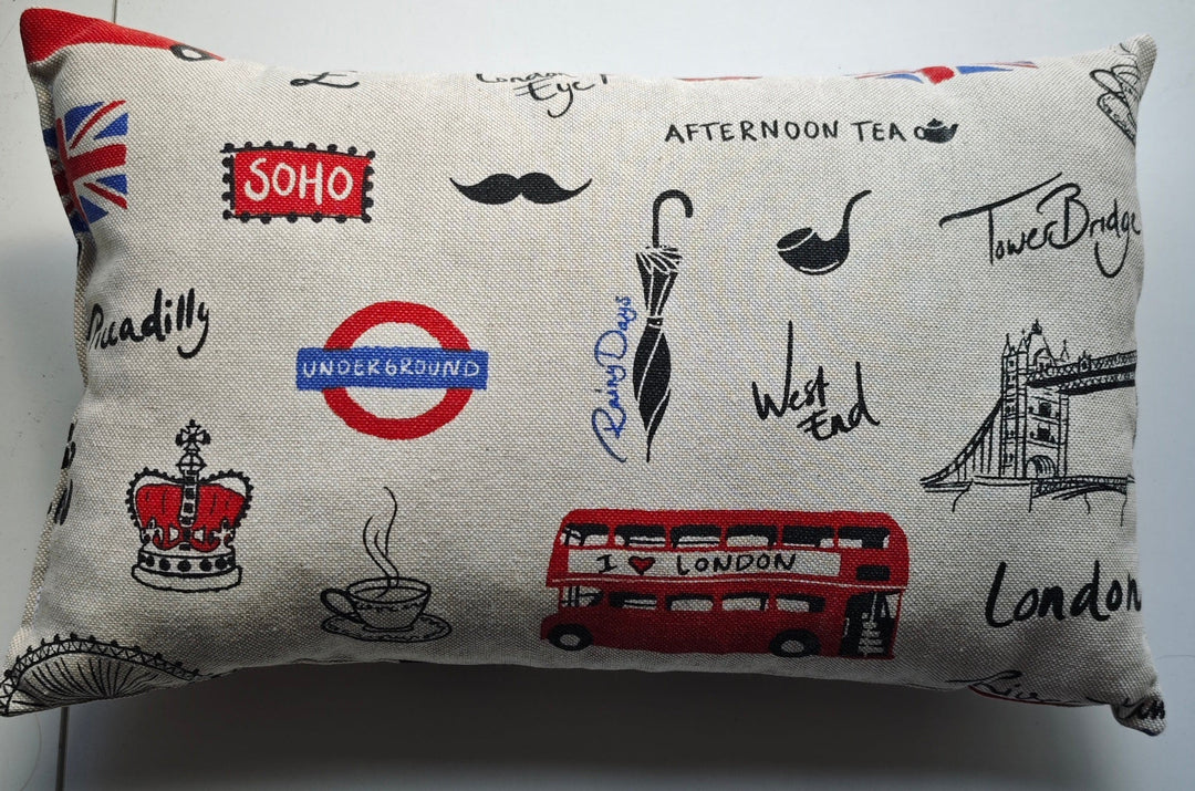 Reise-Kissen  Motiv "London Rainy Days" , Handarbeit