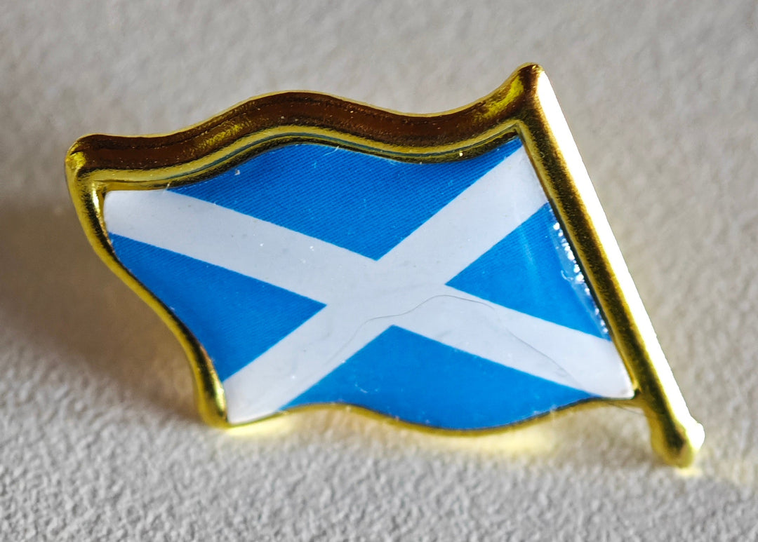 Brosche/Pin/Anstecknadel, "Schottland-Flagge ", goldfarbige Legierung (gewelltes Design)
