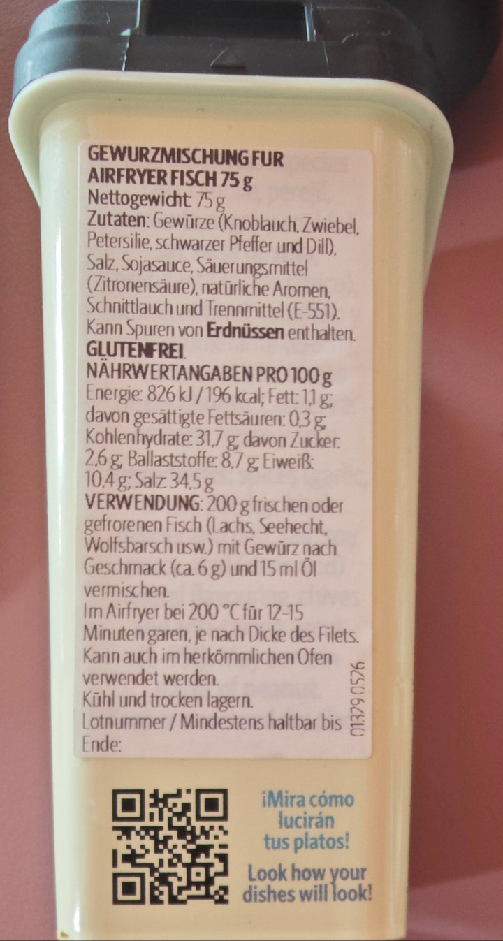 Carmencita Spanische Gewürzmischung für Air Fryer Fisch oder Meeresfrüchte 75 gr. Dose 