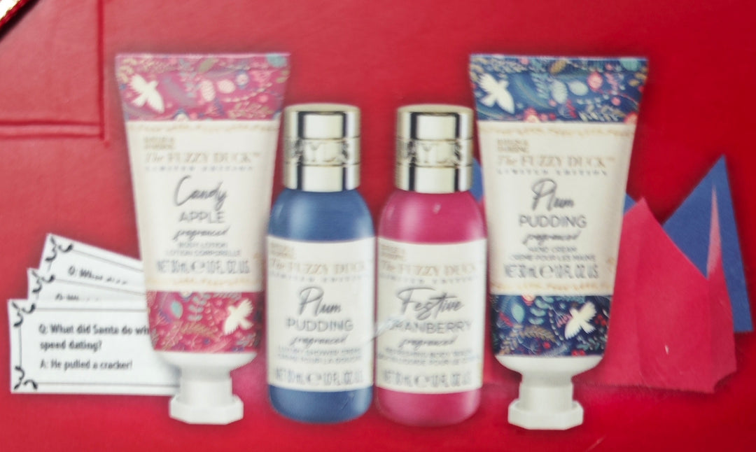 Baylis & Harding aus der "Fuzzy Duck"-Serie Christmas Crackers 4 er Pack .Inhalt
