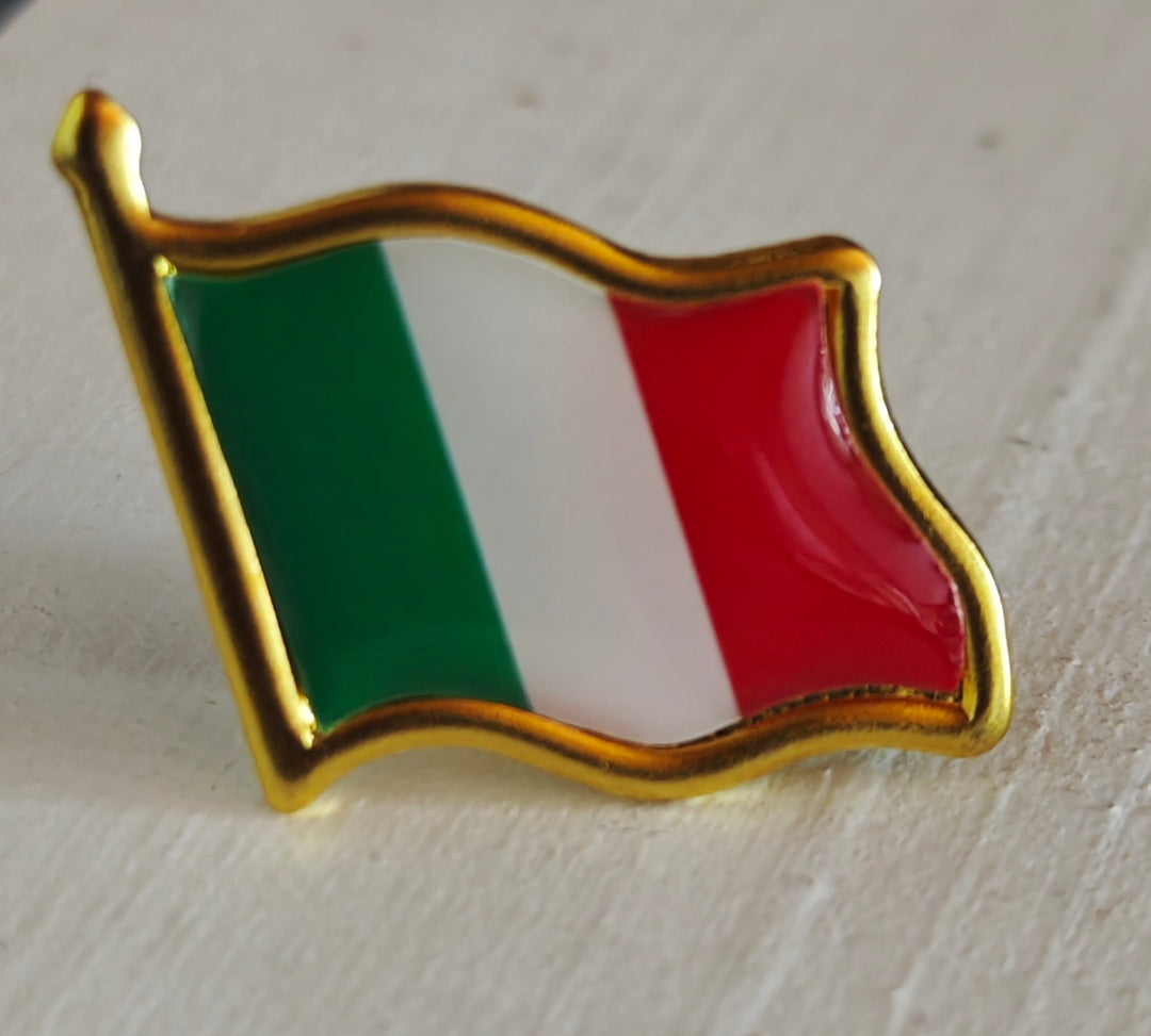 Brosche/Pin/Anstecknadel, "Italienische Flagge ", goldfarbige Legierung