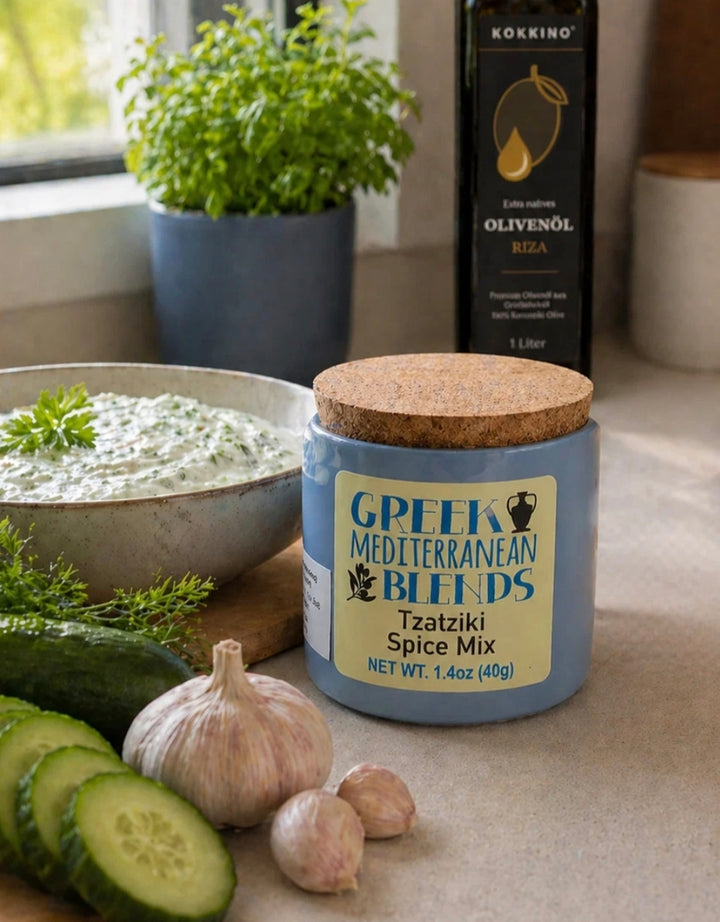 SALT ODYSSEE
Gewürzmischung für Tzatziki&nbsp;
in hübschem Keramiktöpfchen
40 gr. KI INFO