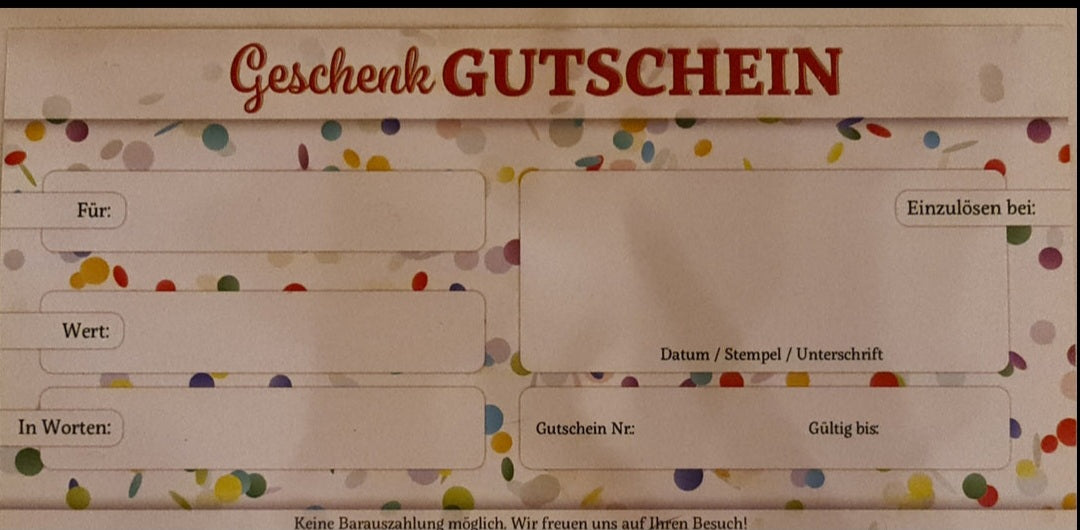 GESCHENK-GUTSCHEIN 20,00 EURO . Eine tolle Überraschung zum Selbst Aussuchen