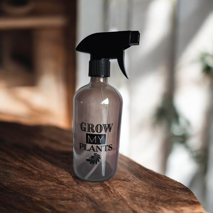 Glas - Pflanzensprüher, Sprühflasche. Vintage Design , blassrosa/rauchgrau