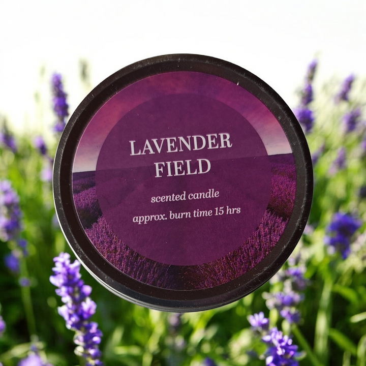 Duftkerze "Lavender Field"  140 gr. in hübscher Blechdose