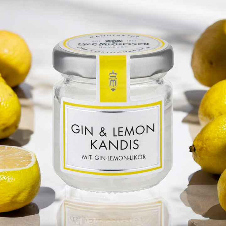 Gin & Lemon Kandis, 50 gr. Glas