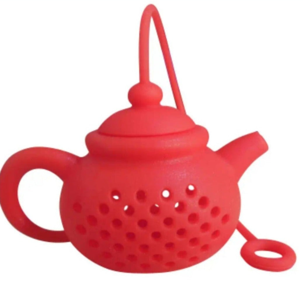 Teesieb /Tee-Ei , Silikon , in Form einer Teekanne, in 4 Farben erhältlich