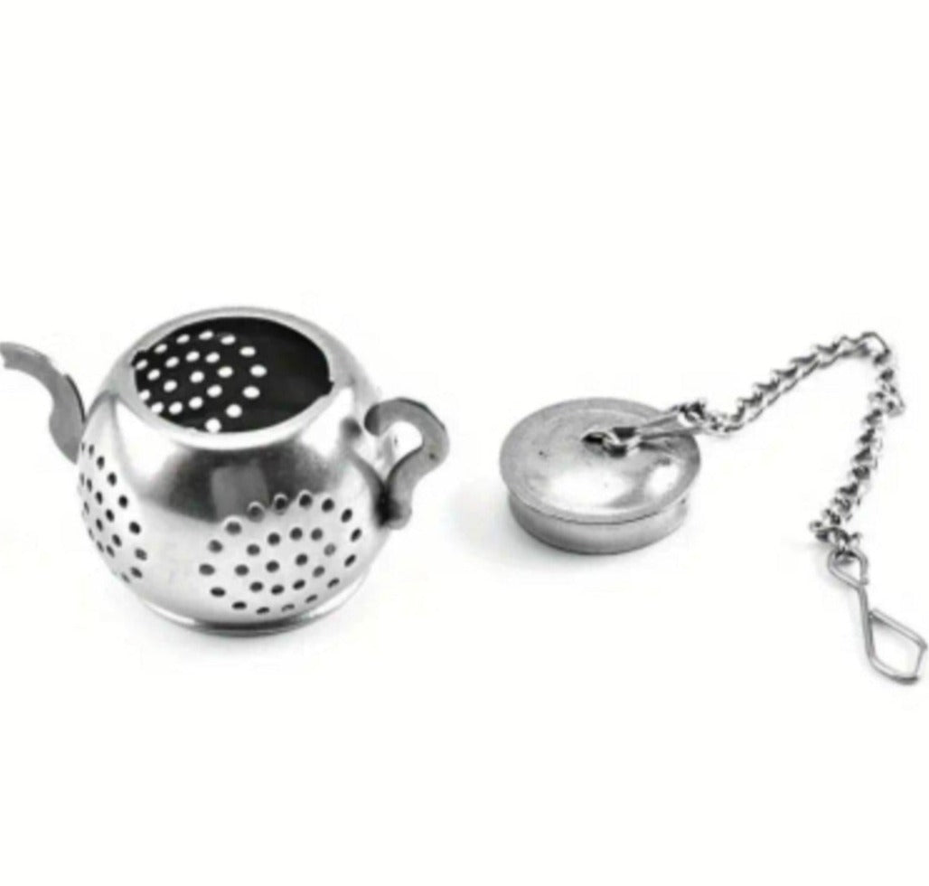 Teesieb /Tee-Ei , Edelstahl ,  in Form einer Teekanne