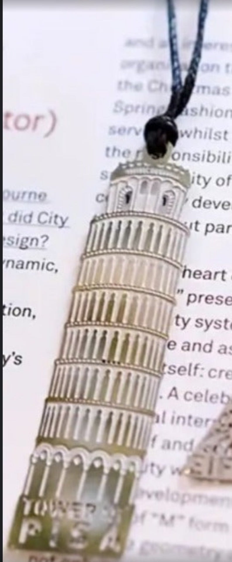 Lesezeichen (Bookmark)  "schiefer Turm von Pisa" , dünnes Metall
