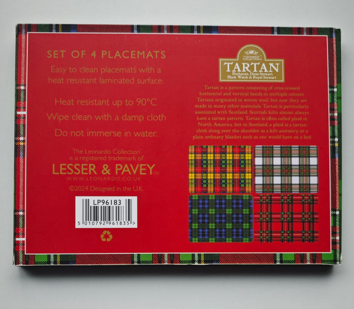 Tischsets mit verschiedenen Tartan Mustern, 4er Set