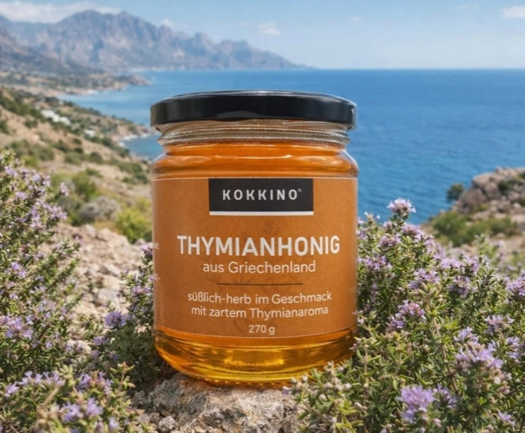 KOKKINO
Thymianhonig aus Kreta, Griechenland
270 gr. Glas. KI INFO