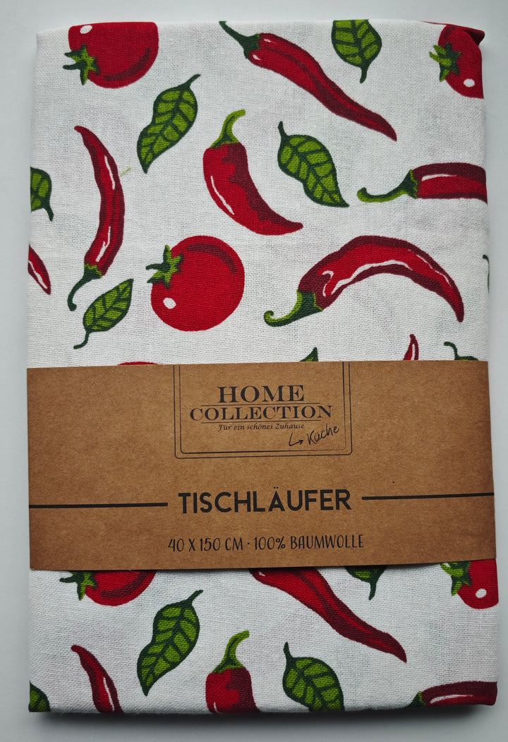 Tischläufer mit Chili-Tomaten Motiven