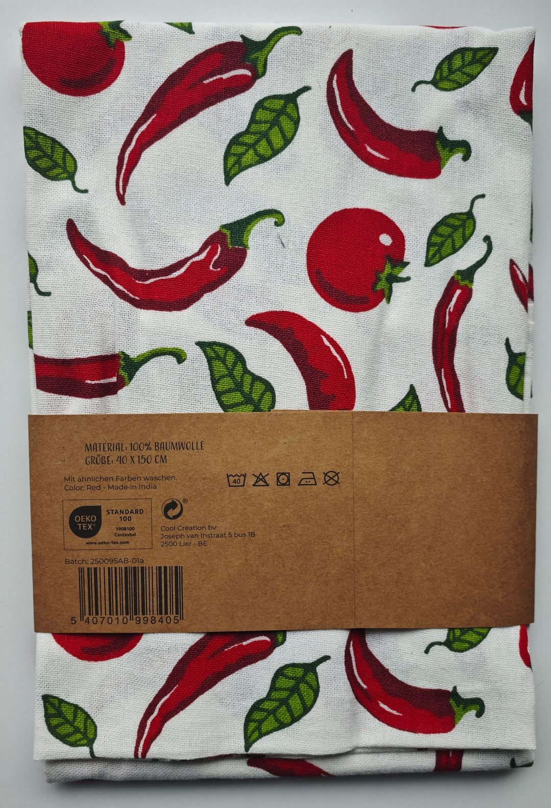 Tischläufer mit Chili-Tomaten Motiven/Rückseite