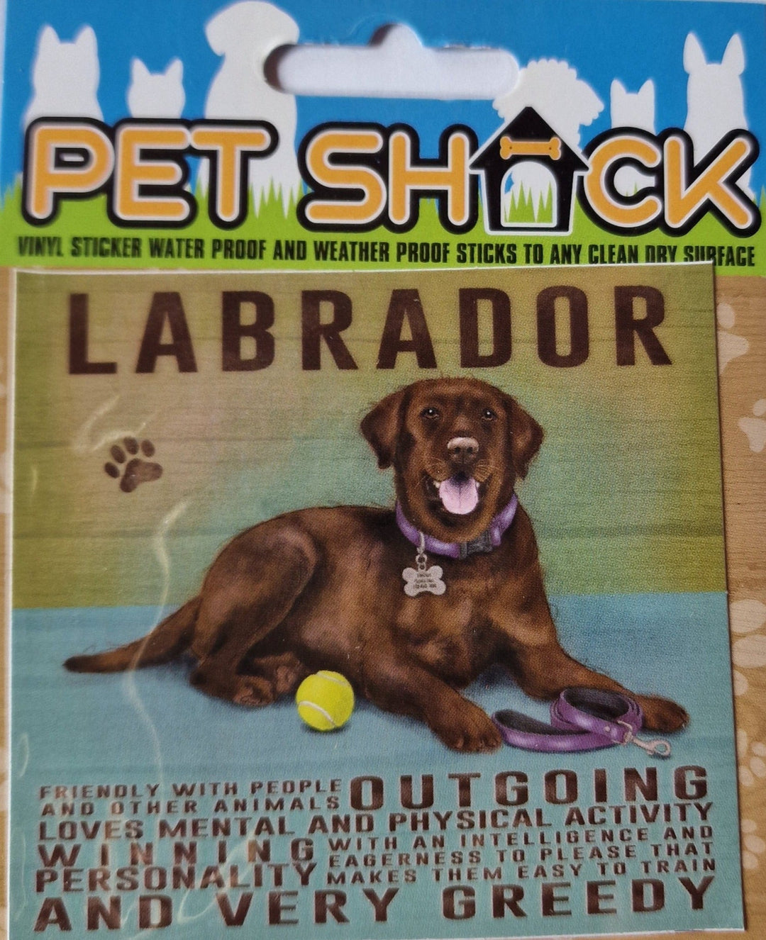 Aufkleber aus der "Pet Shack"- Reihe . "Brauner Labrador"