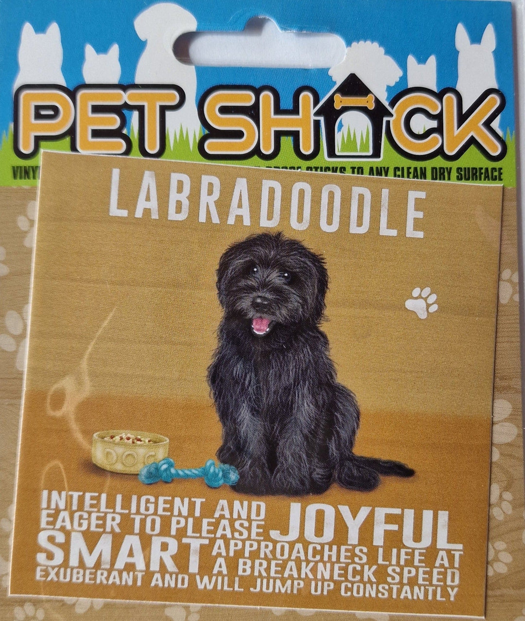 Aufkleber aus der "Pet Shack"" Reihe . "Labradoodle"