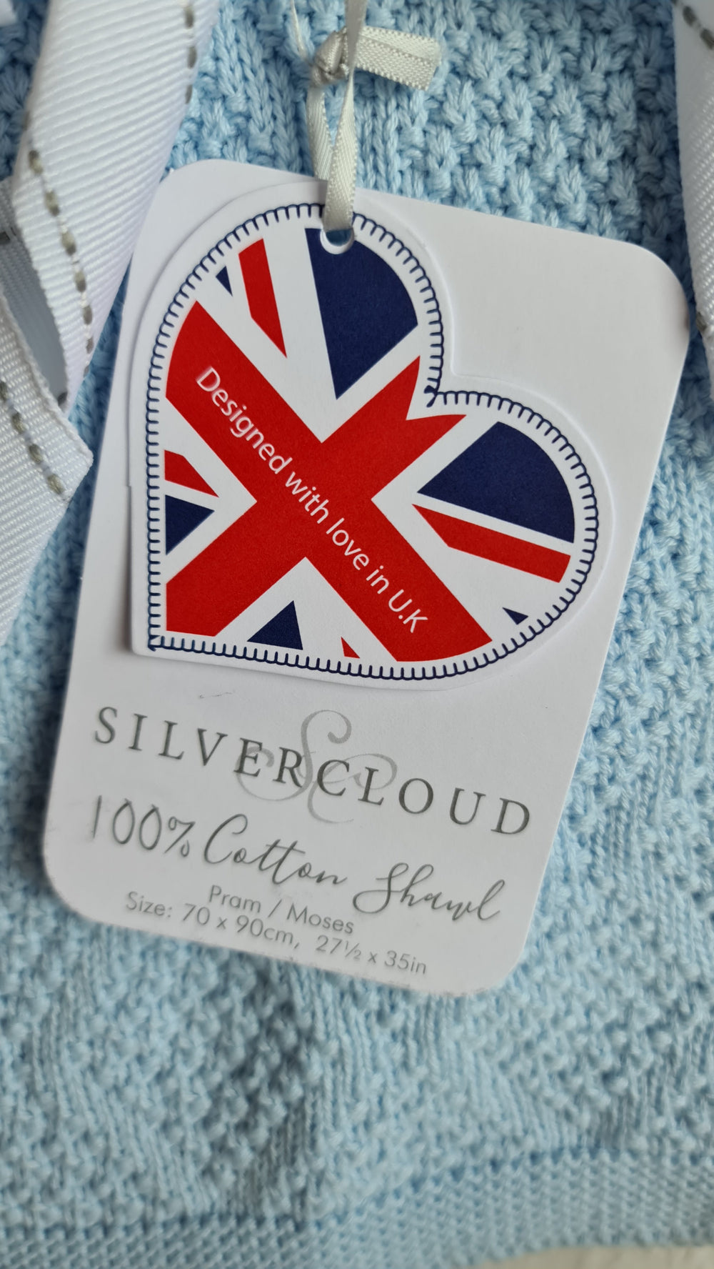 Babydecke, hellblau 70 cm x 90 cm - British Moments