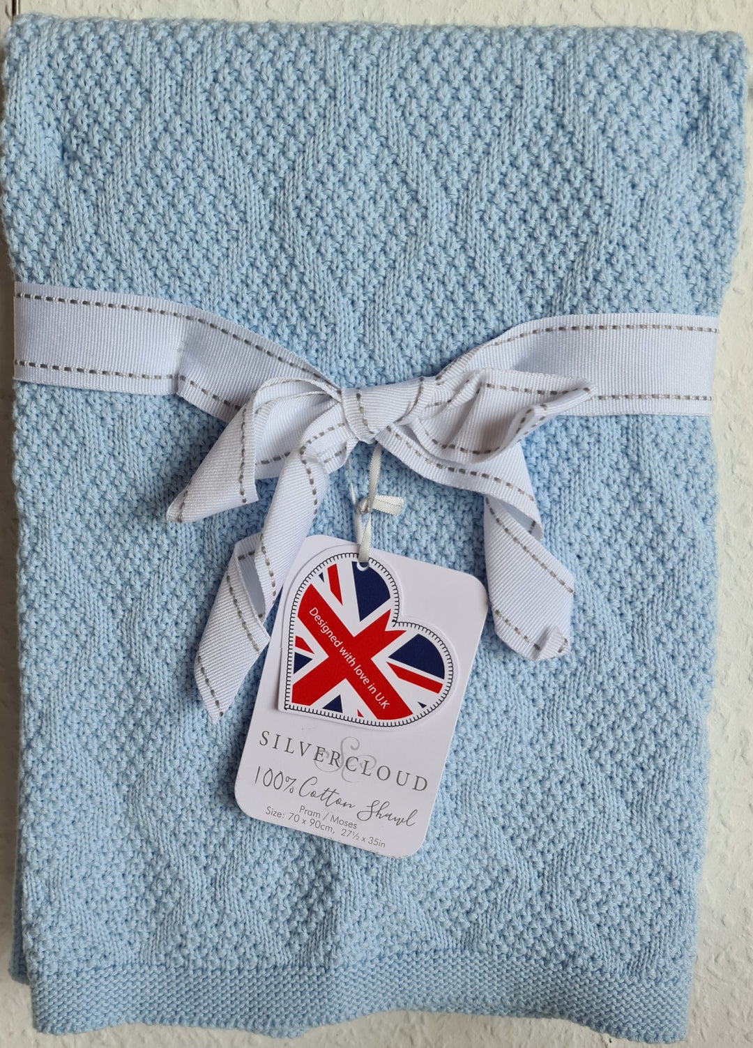 Babydecke, hellblau 70 cm x 90 cm - British Moments