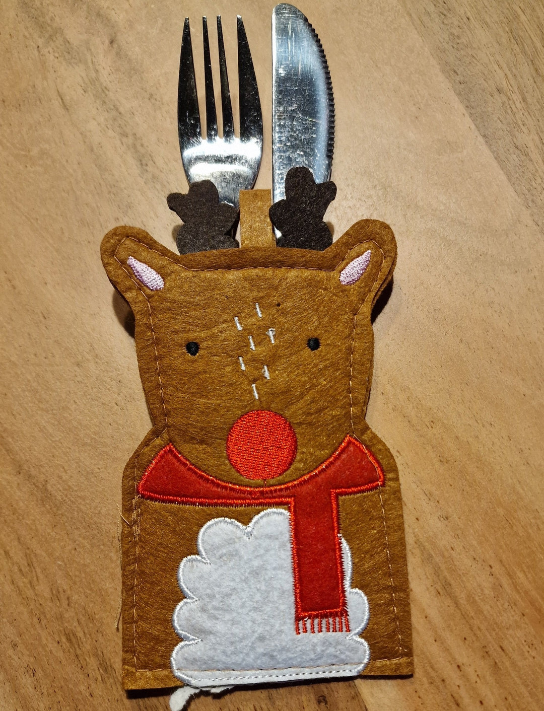 Bestecktasche aus Filz in weihnachtlichem Dekor,Dekovorschlag