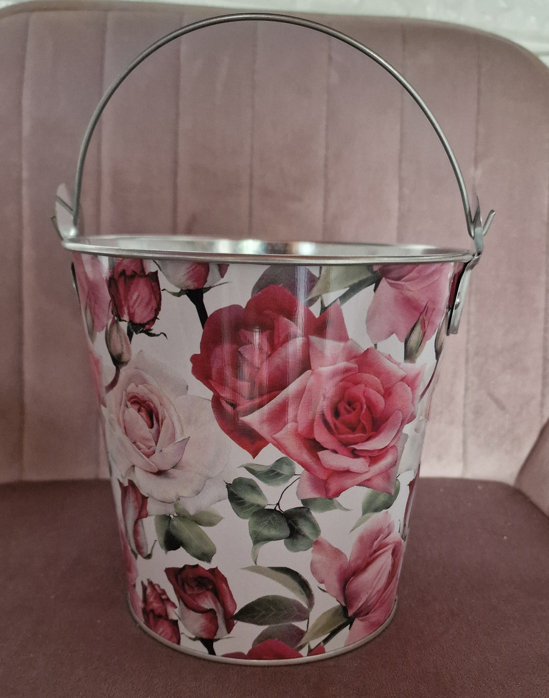 Blech-Pflanztöpfchen  "English Rose" , weiß