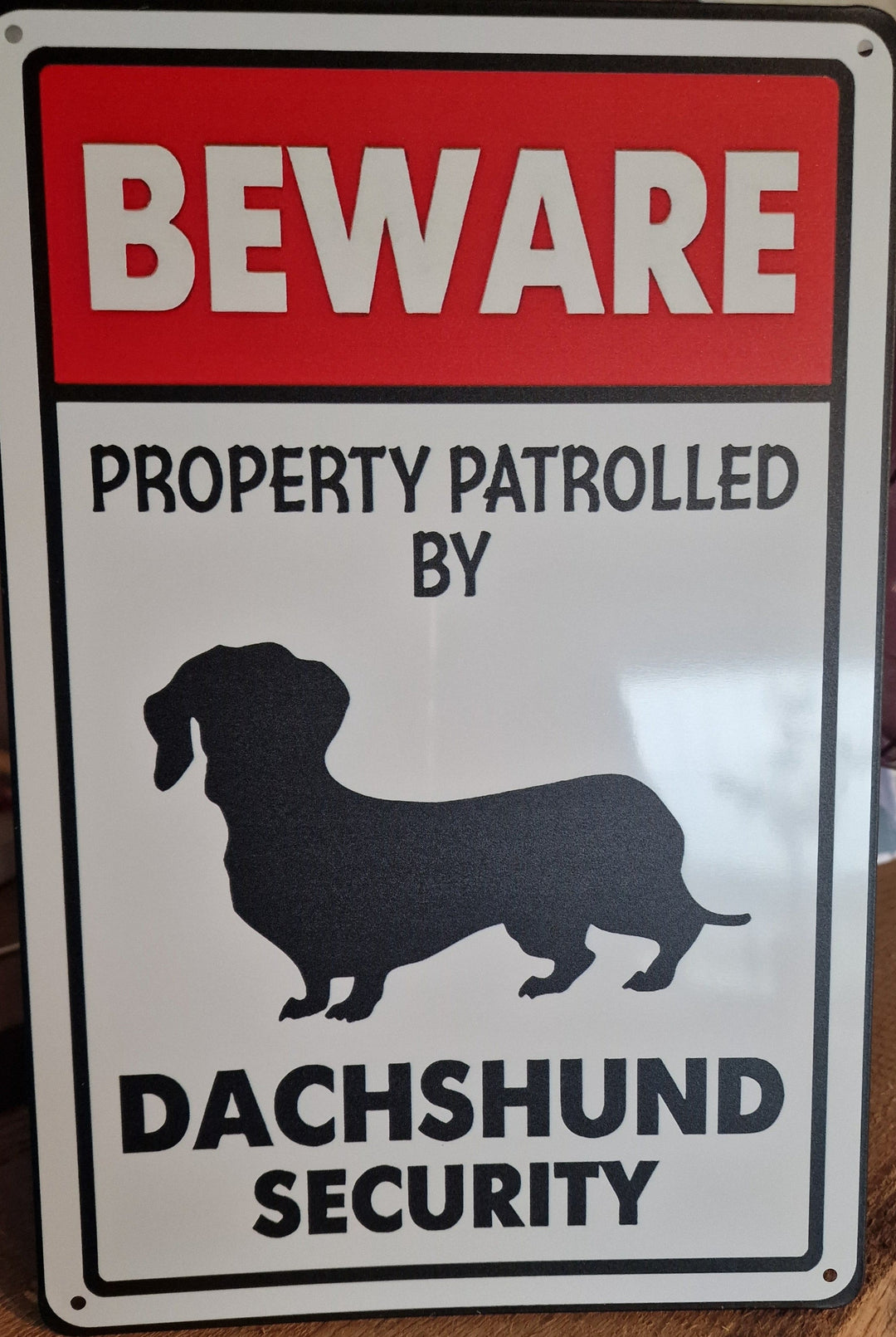 Blechschild  ca. 30 cm  x 20 cm  " Dachshund Security"