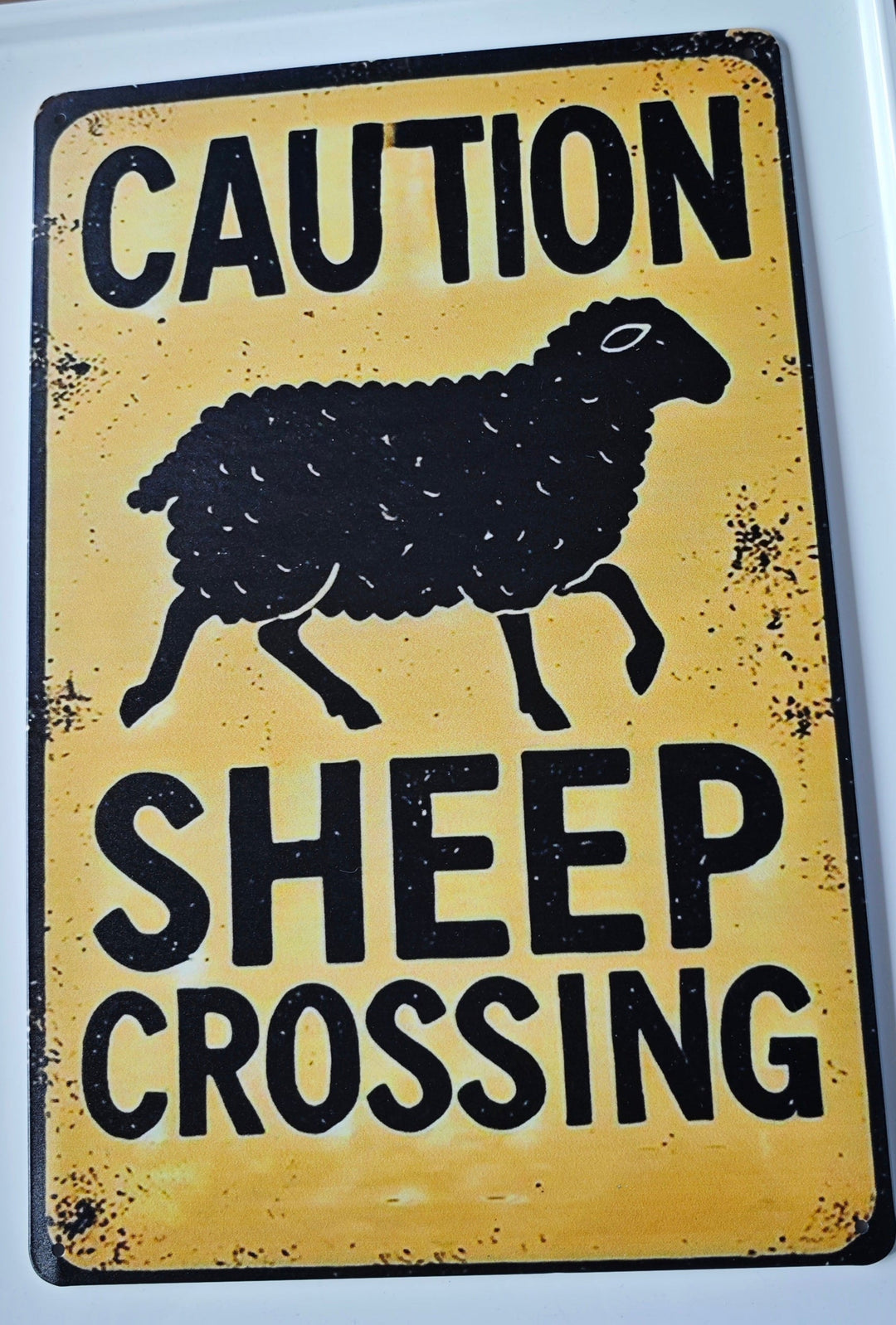 Blechschild " Caution Sheep crossing" ca. 30 cm  x 20 cm 