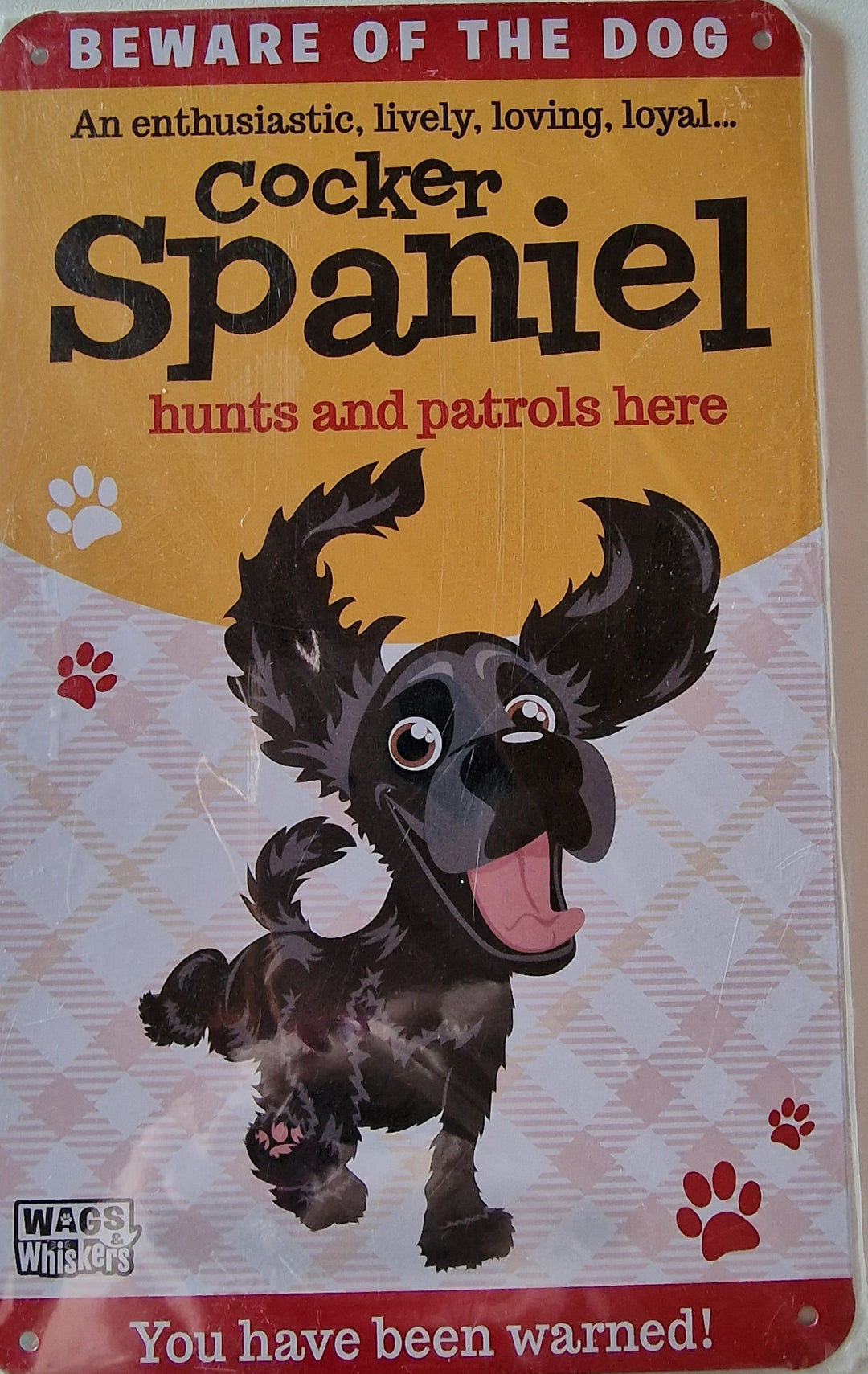 Blechschild "Cocker Spaniel) ", rot