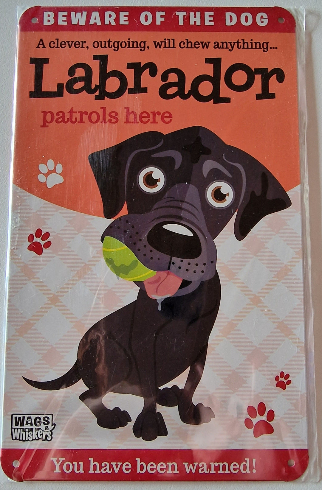 Blechschild "Labrador", rot