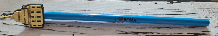 Bleistift für Rom Fans . türkis mit Beschriftung "I love Roma "und  Spitze "Vatikan" - British Moments / Fernweh-Kaufhaus