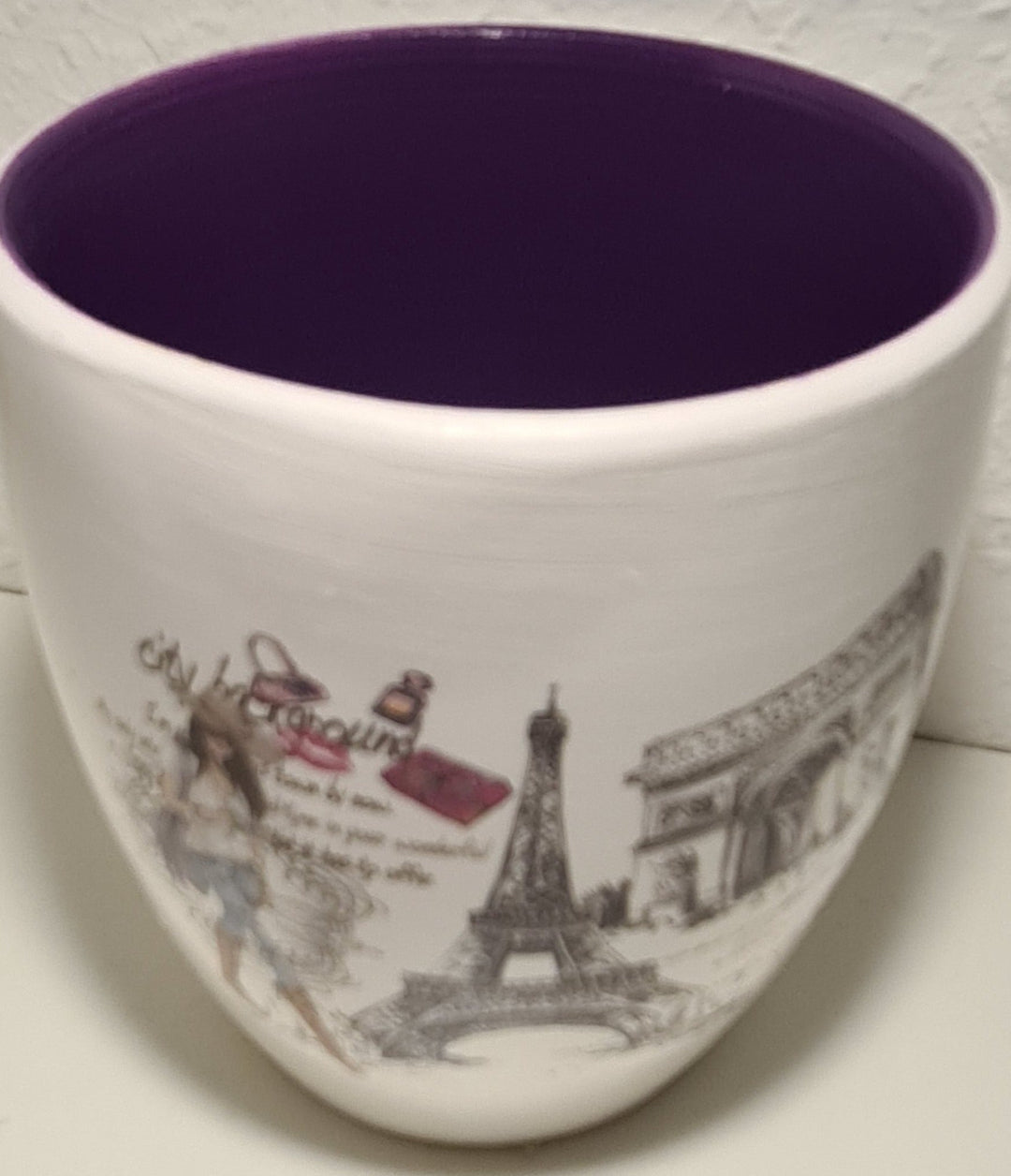 Blumentopf , "Paris"  weiß/lila - British Moments / Fernweh-Kaufhaus