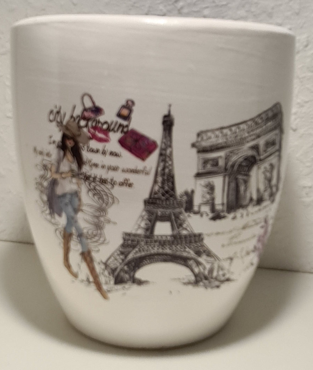 Blumentopf , "Paris"  weiß/lila - British Moments / Fernweh-Kaufhaus