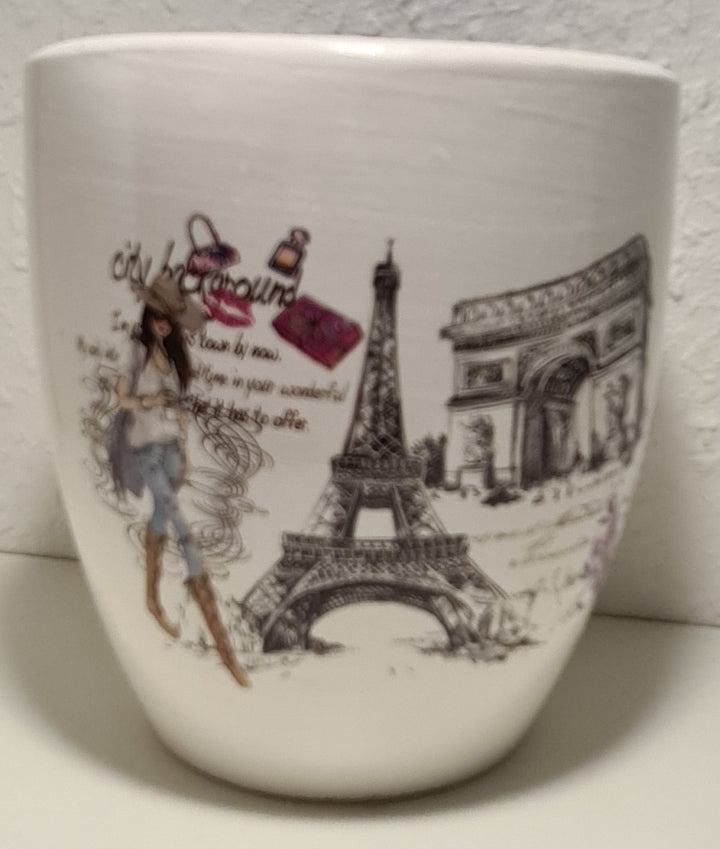 Blumentopf , "Paris"  weiß/lila - British Moments / Fernweh-Kaufhaus