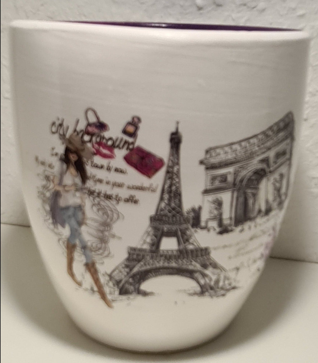 Blumentopf , "Paris"  weiß/lila - British Moments / Fernweh-Kaufhaus