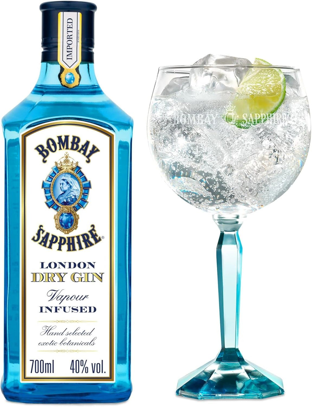 "Bombay Sapphire " Geschenkset. 50ml Gin+ Ballon-Glas