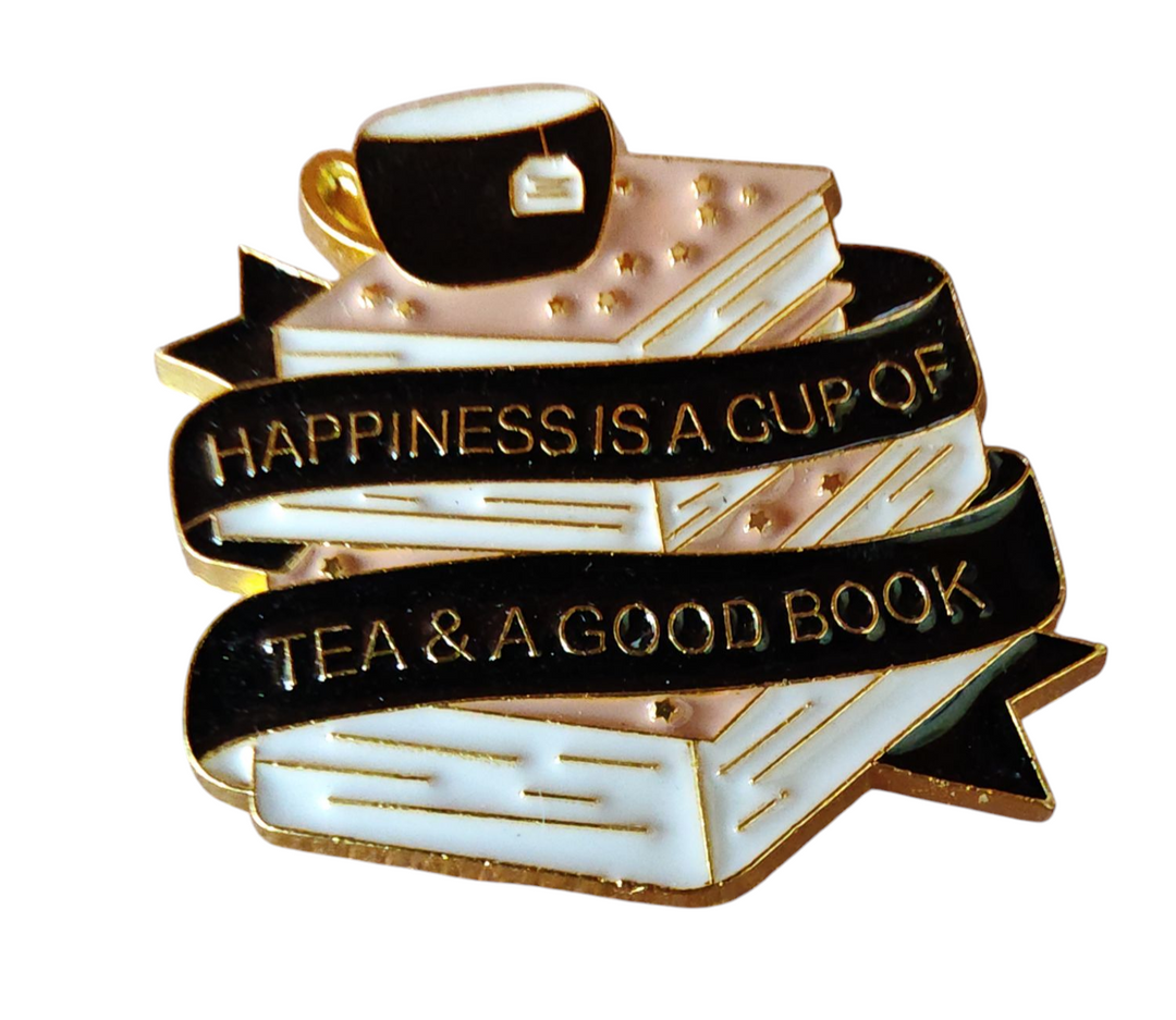 Brosche/Pin/Anstecknadel, "happiness is a cup of tea"...." Metall