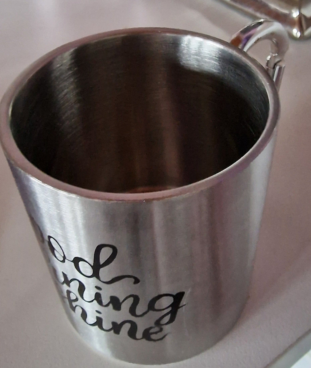 Camping-Tasse, Edelstahl mit Karabinerhaken