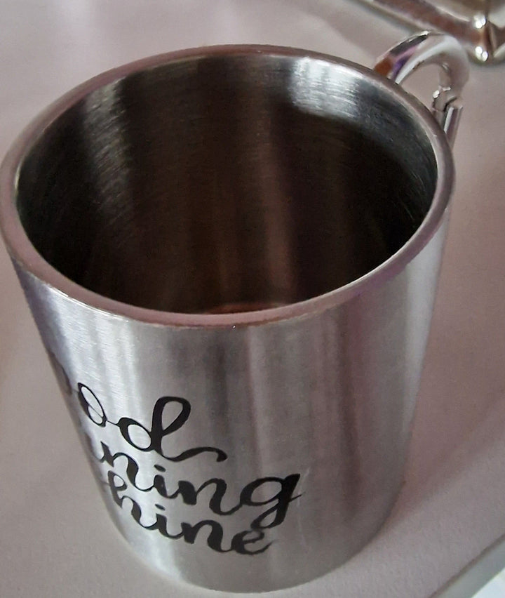 Camping-Tasse, Edelstahl mit Karabinerhaken