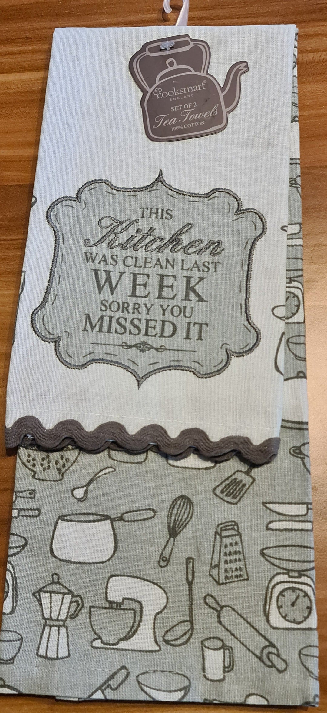 Cooksmart Geschirrtücher , 2er Set mit coolem Spruch - British Moments