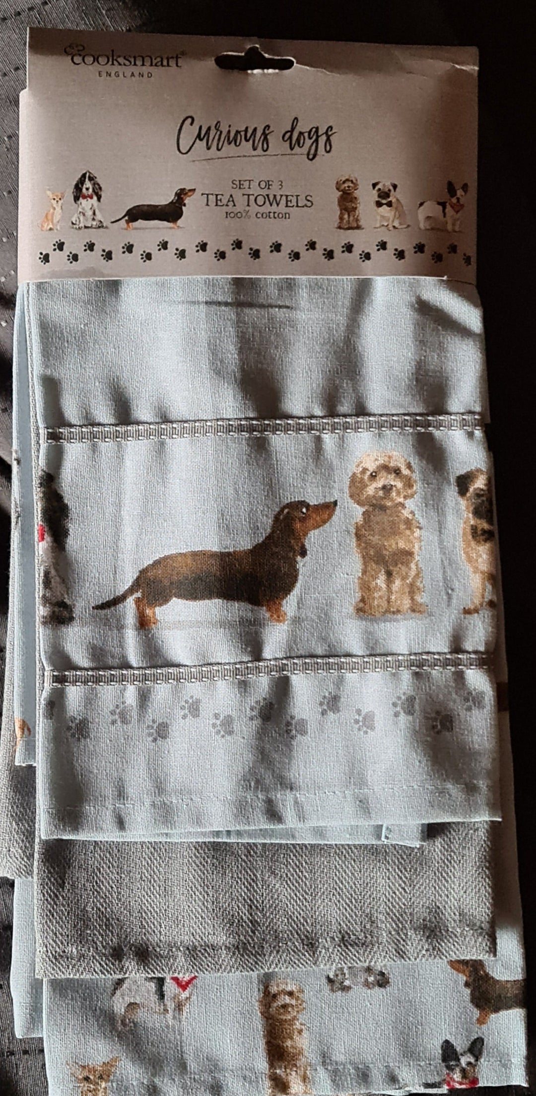 Cooksmart Geschirrtücher mit süßem Hundemotiv, "Curious Dogs" 2er Set - British Moments