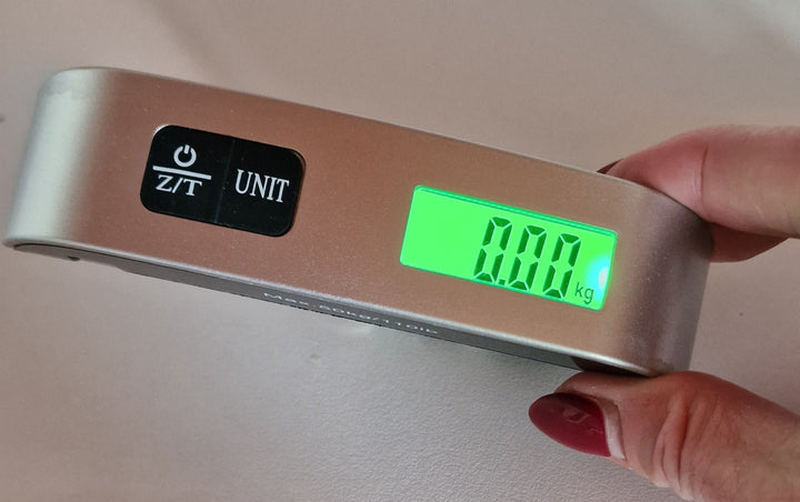 Digitale Kofferwaage/ Gepäckwaage, digital mit Nylonriemen, schwarz/silber