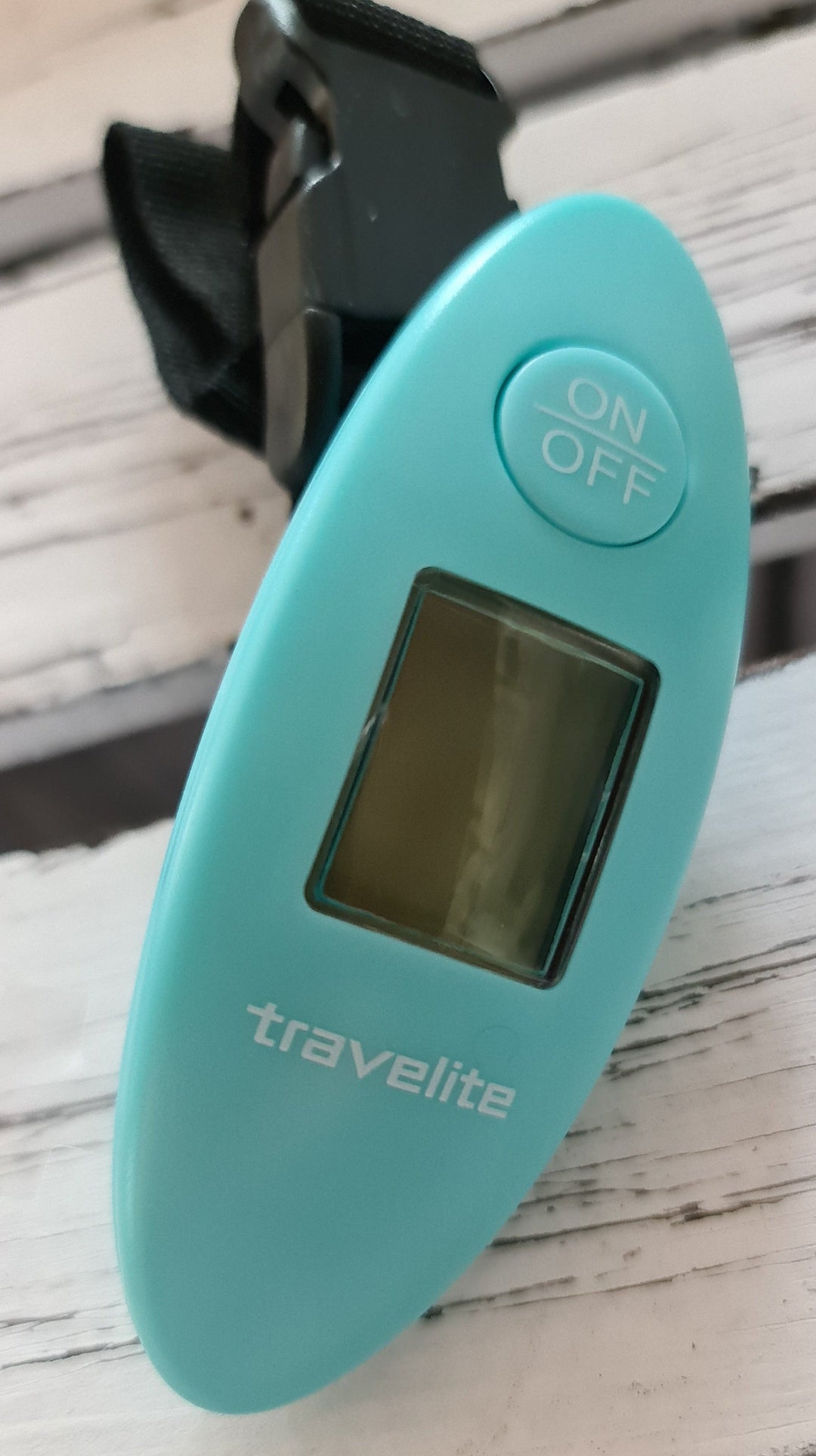 Digitale Kofferwaage/ Gepäckwaage, digital mit Nylonriemen, türkis - British Moments / Fernweh-Kaufhaus