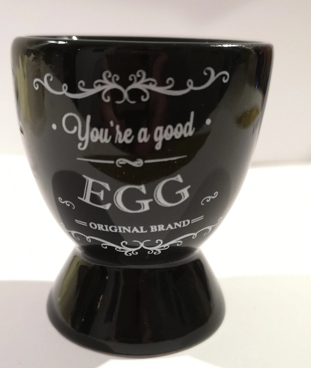Eierbecher schwarz, Beschriftung  "You're a good EGG" - British Moments