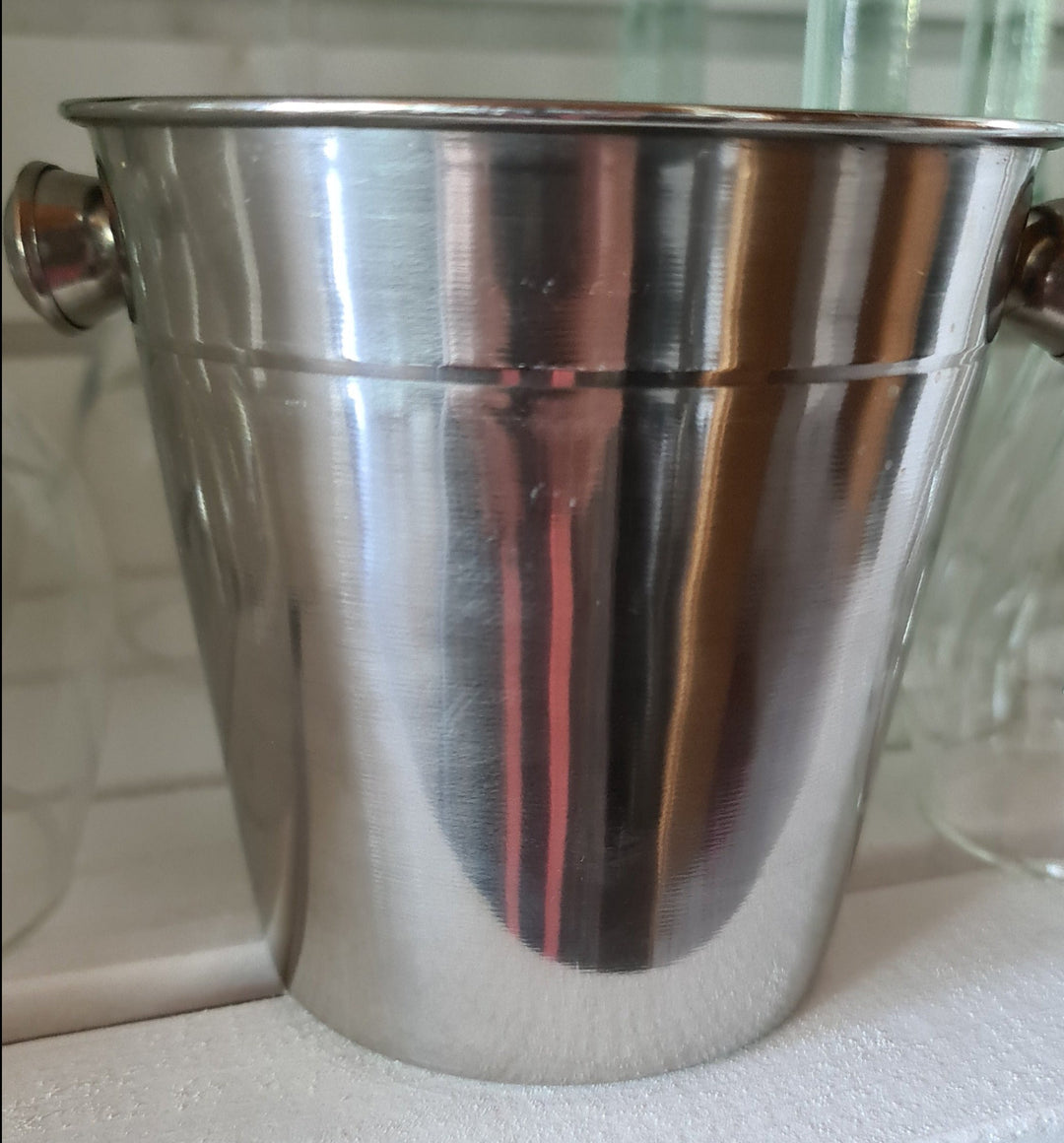 Eis-Eimer, Edelstahl in Form eines Sektkühlers,  ca. 12,5 cm x12,5 cm  x 11cm - British Moments / Fernweh-Kaufhaus