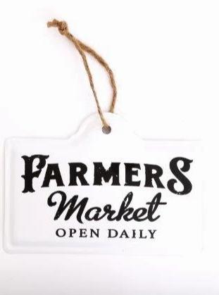 Emaille Schild mit Beschriftung "Farmers Market - open daily "ca. 18cm x 12,5 cm - British Moments