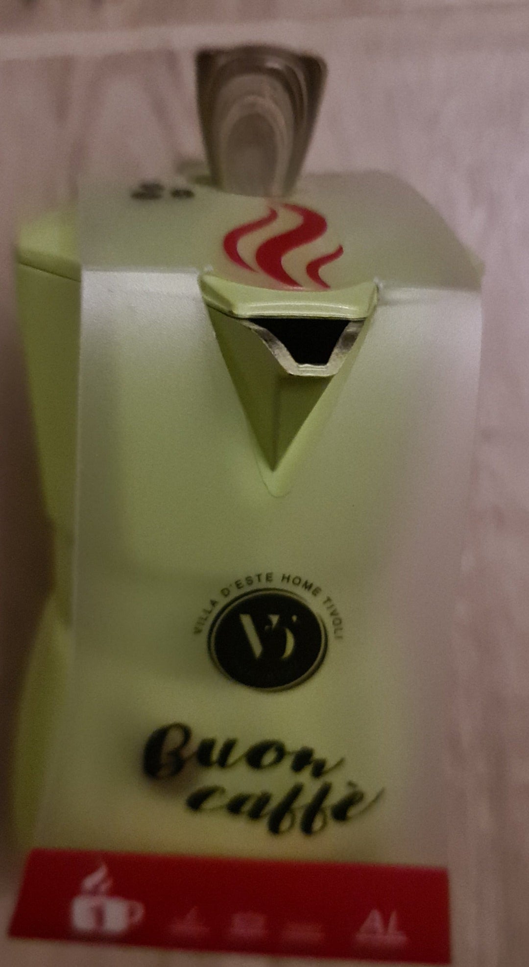 Espresso Bereiter, hellgrün mit Griffen in Holzoptik - British Moments / Fernweh-Kaufhaus