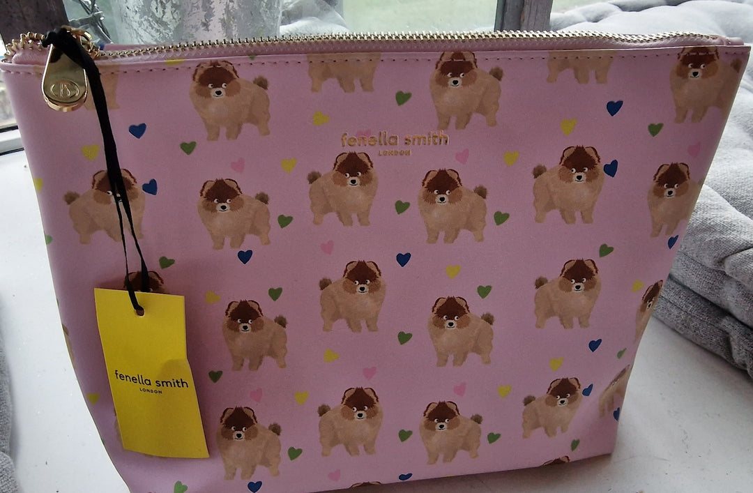 Fenella Smith London, Kulturtasche/Kosmetiktasche , Motiv "Chow Chow", rosa