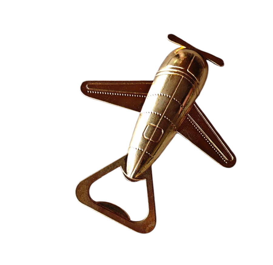 Flaschenöffner, Flugzeug , Metall, goldfarbig